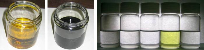 Naphtha Oil Fraction (Left), Fuel Oil Fraction (Middle), Range of Boiling Point Fractions after Hydrotreating (Right)