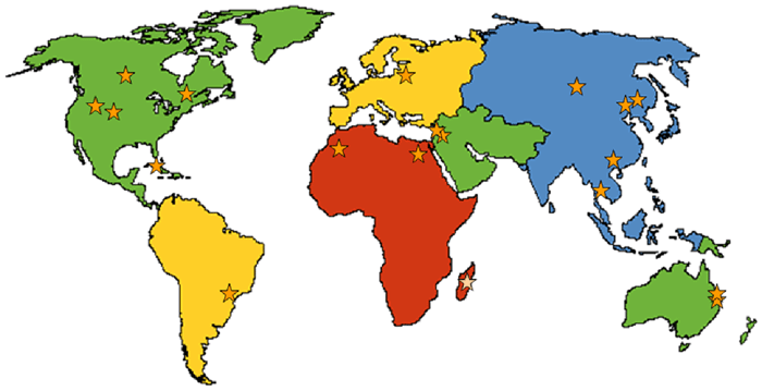 World Map - tested oil shales